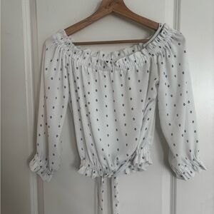 Papermoon White Off-Shoulder Blouse with Black Dot Print